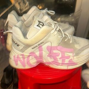 Naked Wolfe White and Pink Sneakers